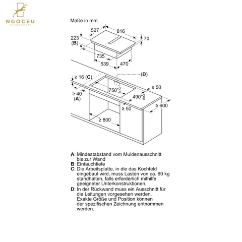 Bếp từ kết hợp máy hút mùi - Accent Line - Bosch PXX890D51E - Series 8