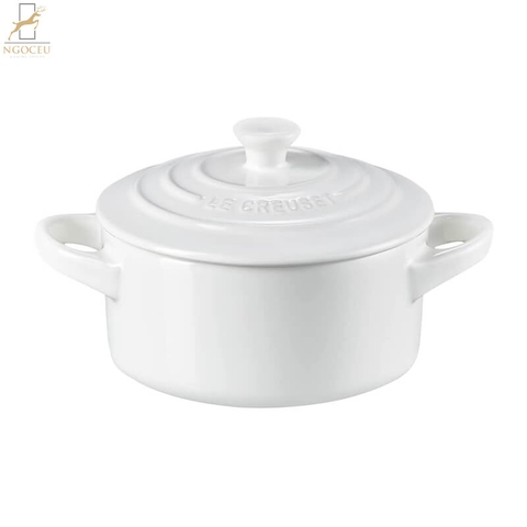 Nồi sứ Le Creuset 8 oz Mini Round Cocotte 10cm - Màu Trắng Sứ