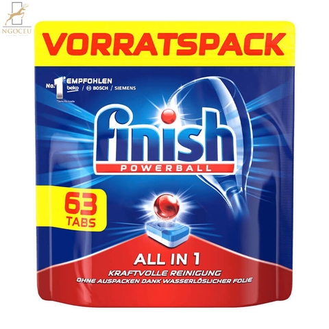 Viên rửa bát Finish Spulmaschinen-Tabs All in One Vorratspack 63 viên