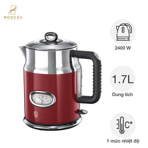 Ấm siêu tốc Russell Hobbs Retro 21670-70 2400W 1.7L - Màu Đỏ