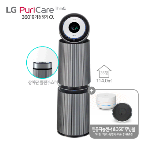 Máy lọc không khí LG 360 Alpha PuriCare AS351NNFA – Màu Xám Đen