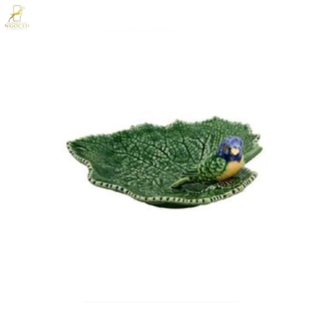 Bordallo – Leaves – Đĩa lá chim Sẻ xanh – 19cm