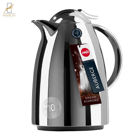Ấm giữ nhiệt Emsa Auberge Isolierkanne Quick Tip, Chrom, 1,0L