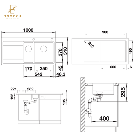 Chậu rửa bát Blanco Divon II 6 S-IF 521662 - Bên phải