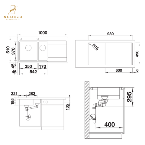 Chậu rửa bát Blanco Divon II 6 S-IF 521661  - Bên trái