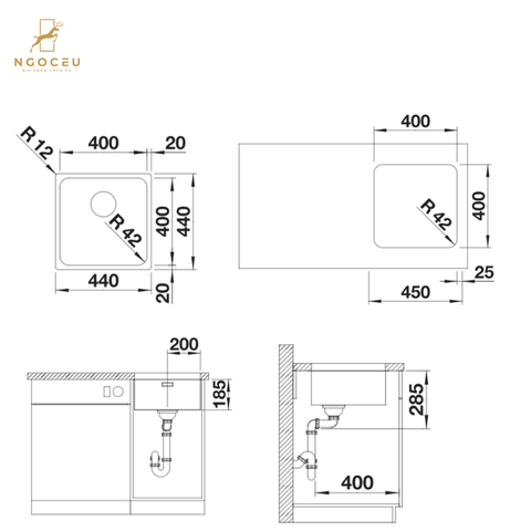 Chậu rửa bát Blanco Solis 400-U - 526117