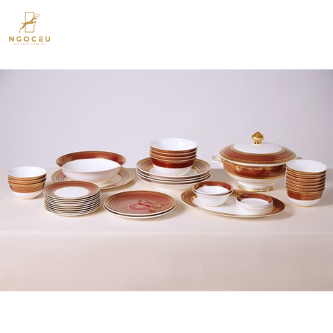 Bộ đồ ăn 41 món kẻ đỏ KV SPEDONA