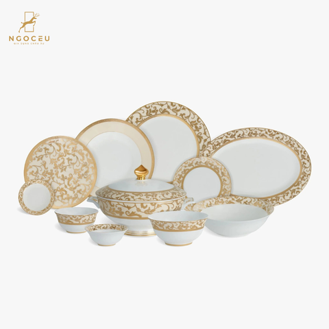 Bộ đồ ăn 41 món kẻ kem KV SPEDONA