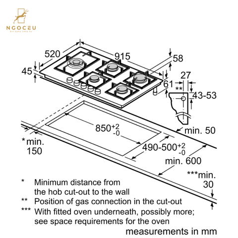 Bếp gas Bosch PRS9A6H40 - Series 8