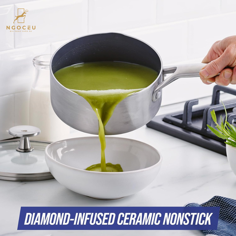 Quánh chống dính phủ tinh thể kim cương cao cấp Blue Diamond CC004820 có nắp kính - 16cm