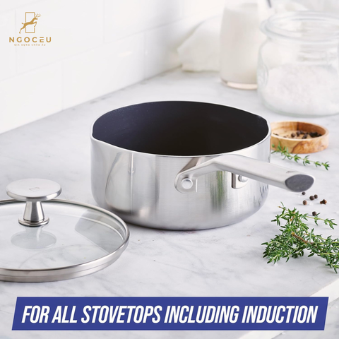 Quánh chống dính phủ tinh thể kim cương cao cấp Blue Diamond CC004820 có nắp kính - 16cm