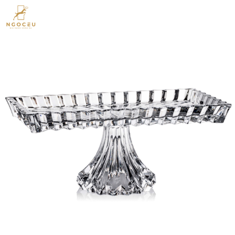 Chân bồng pha lê chữ nhật Rogaska Crown Jewel Platter - 35 x 19 cm
