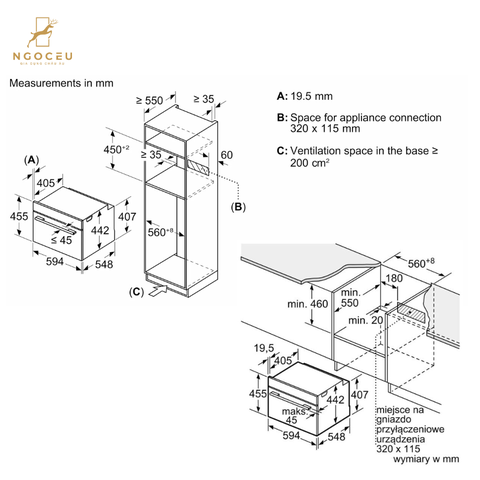 Lò nướng kèm lò vi sóng âm tủ Bosch CMG7241B1 - Serie 8