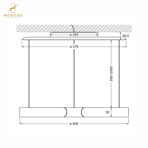 Đèn thả treo trần Occhio Mito Sospeso 60cm - Màu Đen