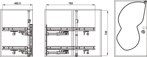 Phụ kiện tủ góc Hafele Olla Move cho tủ rộng 900mm - Bên Phải