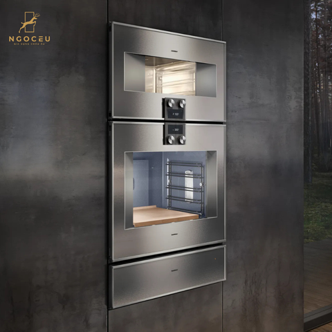 Lò nướng kèm hấp cánh trái Gaggenau BS485112 - Serie 400 - Màu Xám