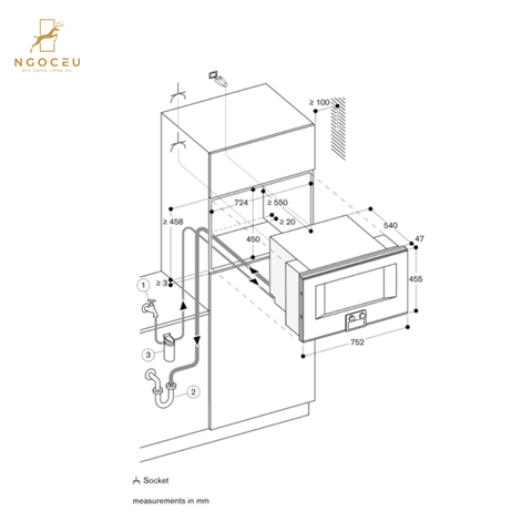 Lò nướng kèm hấp cánh phải Gaggenau BS484112 - Serie 400 - Màu Xám