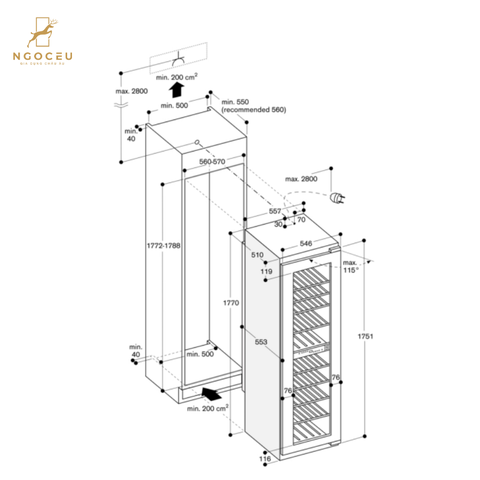Tủ bảo quản rượu vang Gaggenau RW282263 - Serie 200