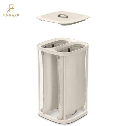 Thùng đựng đồ giặt 2 ngăn có quai xách Joseph Joseph 50019 Tota 60L - Màu kem