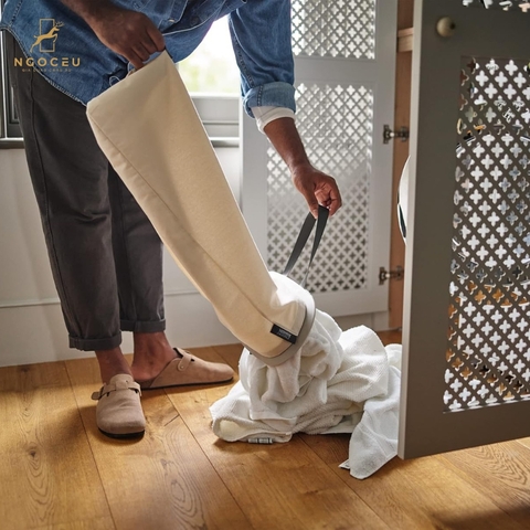 Thùng đựng đồ giặt 2 ngăn có quai xách Joseph Joseph 50019 Tota 60L - Màu kem