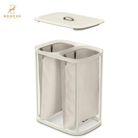 Thùng đựng đồ giặt 2 ngăn có quai xách Joseph Joseph 50020 Tota 90L - Màu kem