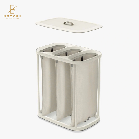 Thùng đựng đồ giặt 3 ngăn có quai xách Joseph Joseph 50021 Tota Trio 90L - Màu kem