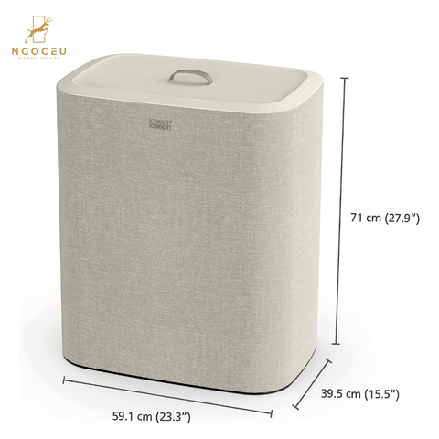 Thùng đựng đồ giặt 3 ngăn có quai xách Joseph Joseph 50021 Tota Trio 90L - Màu kem