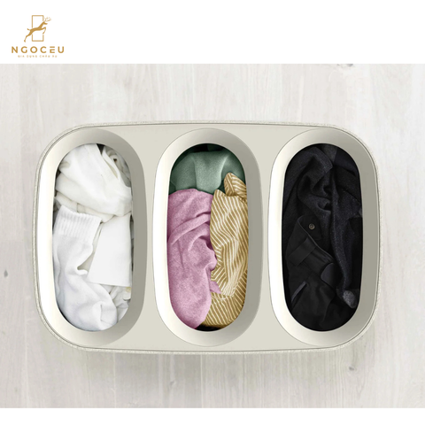 Thùng đựng đồ giặt 3 ngăn có quai xách Joseph Joseph 50021 Tota Trio 90L - Màu kem