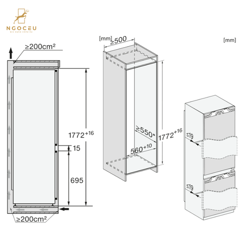 Tủ lạnh âm tủ Miele KFN 7744 C 125 Gala Ed