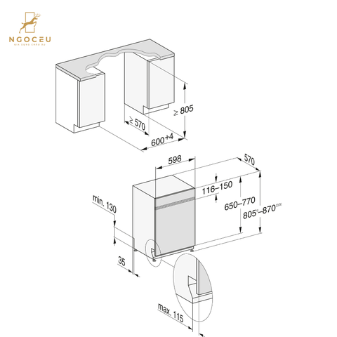 Máy rửa bát âm toàn phần Miele G 7210 SCI BRWS