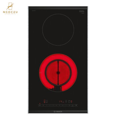 Bếp từ 2 vùng nấu 1 vùng từ 1 vùng hồng ngoại Domino Bosch PKF375FP2E - Series 6