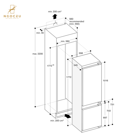 Tủ mát kết hợp tủ đông 223L - Gaggenau RB289300 - Serie 400