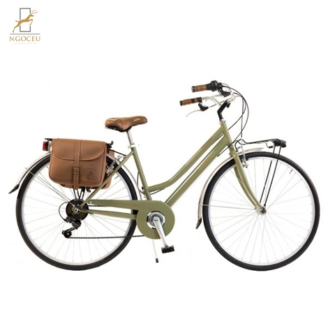 Xe đạp Via Veneto By Canellini Retrò Donna Acciaio Verde Oliva - Nữ (Kèm chuông, khoá, túi)
