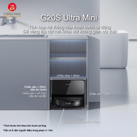 Robot hút bụi lau nhà Roborock G20S Ultra Bản Quốc Tế - Màu Đen