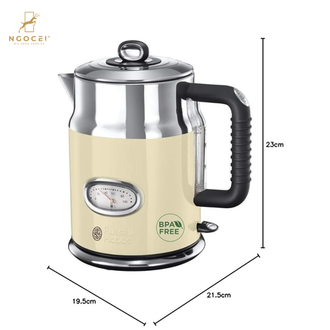Ấm siêu tốc Russell Hobbs Retro 21672-70 2400W 1.7L - Màu Kem