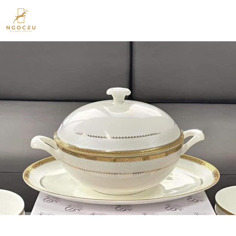 Bộ bát sứ 50 món gồm set thìa Imperial - Họa tiết viền vàng