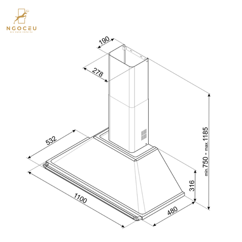 Máy hút mùi Smeg KT110BLE - 110cm