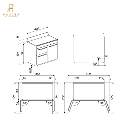 Bếp từ hỗn hợp kèm lò nướng Smeg TR103IGR2