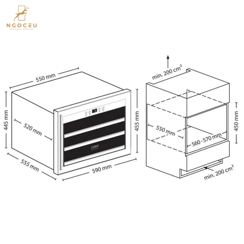 Tủ bảo quản rượu vang âm tủ Caso 627 WineSafe 18 EB Black