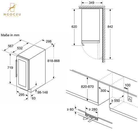 Tủ bảo quản rượu vang Bosch KUW20VHF0 - Serie 6