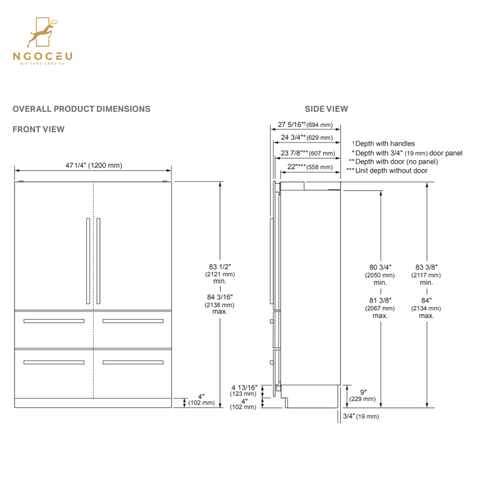 Tủ lạnh 735L âm tủ cửa kiểu Pháp Signature SKSFD4826P - 120cm