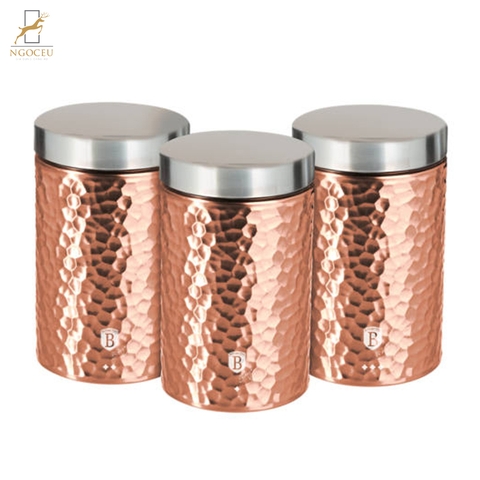 Bộ 3 hộp đựng thực phẩm Berlinger Haus BH/6715 - Vàng hồng có vân