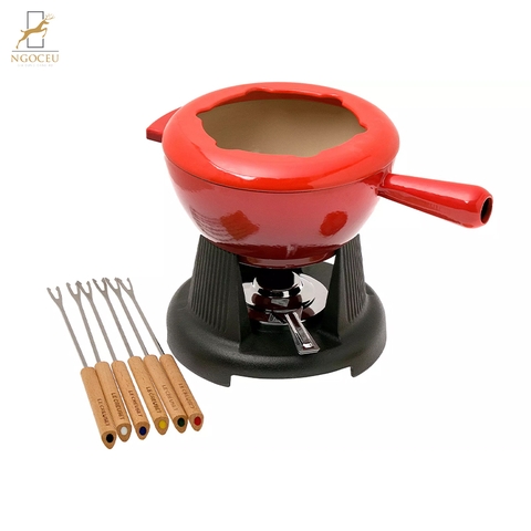 Bộ nồi ăn lẩu/phô mai LeCreuset Fondue-Set 2L Kirsch - Màu Đỏ