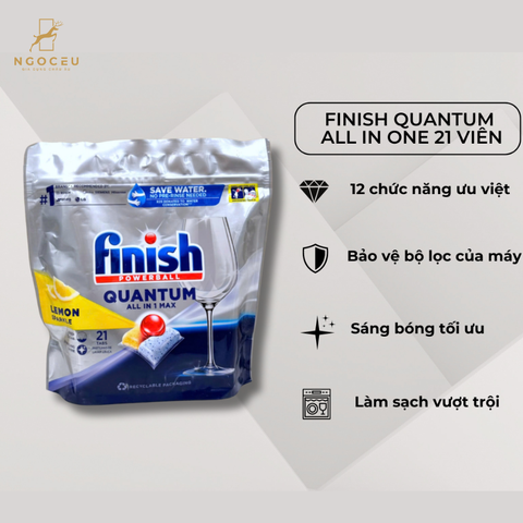 Viên rửa bát Finish Quantum All In One Max Lemon - 21 viên