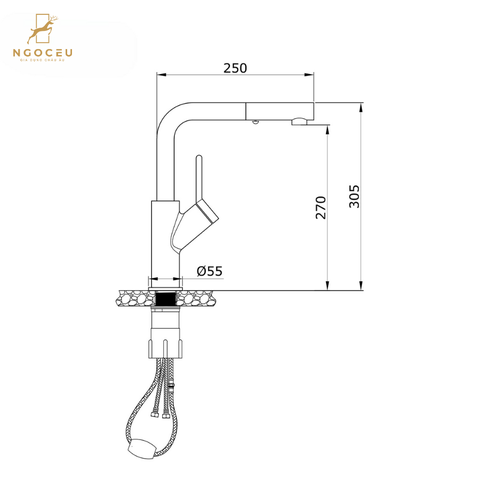 Vòi rửa bát rút dây Artan Grey