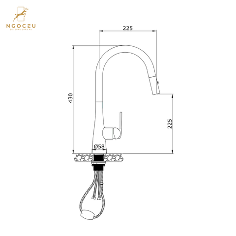 Vòi rửa bát rút dây Curva Grey