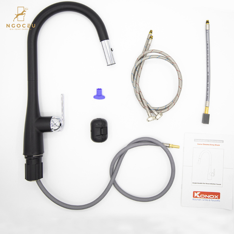 Vòi rửa bát rút dây Curva Black