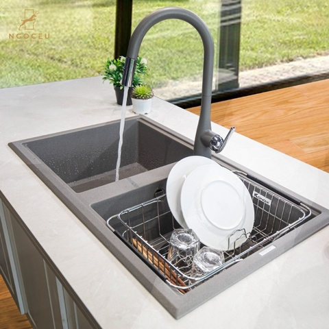 Vòi rửa bát rút dây Curva Grey