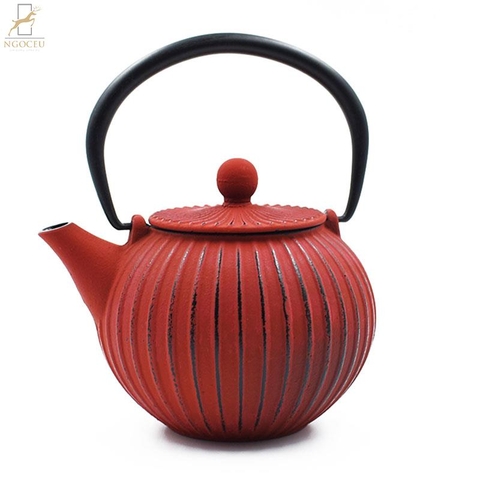 Ấm trà gang Avanti Ribbed Cast Iron 500ml - Màu Đỏ