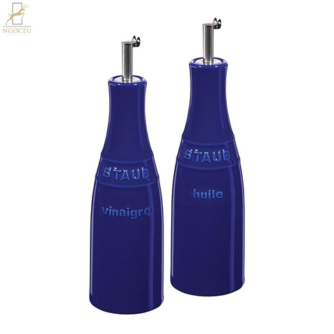 Bộ bình Staub gốm đựng dầu – Màu Xanh Đen